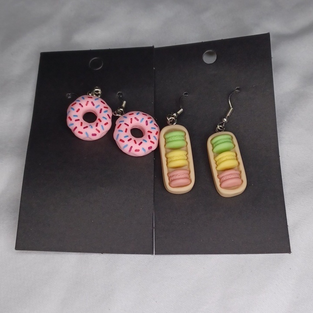 Handmade donuts and macaroon earrings